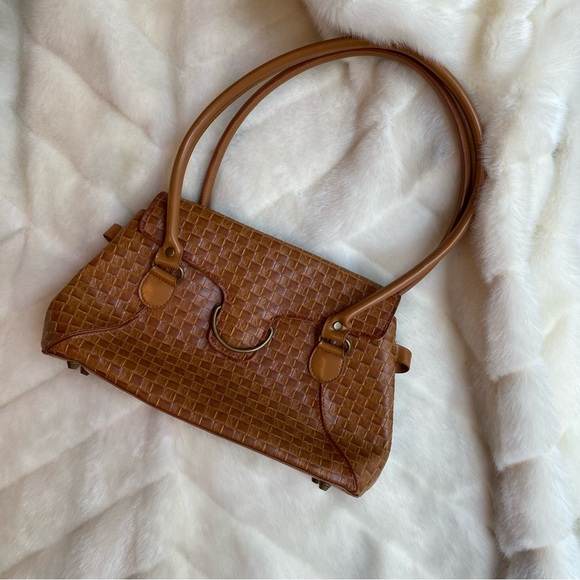 Vintage 70’s leather shoulder bag purse checkered leather - Picture 4 of 5